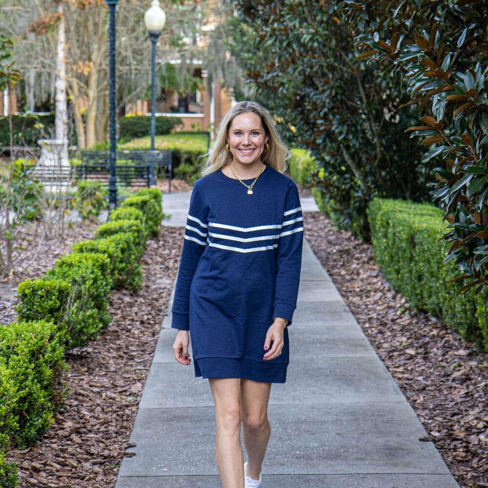 Sail to Sable Striped Sweatshirt Dress NWT